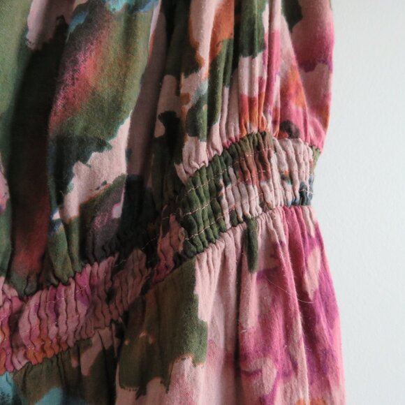 WORLD MARKET Tiered Maxi Dress in Purple Green Floral Boho Summer - Size L/XL - Picture 6 of 15